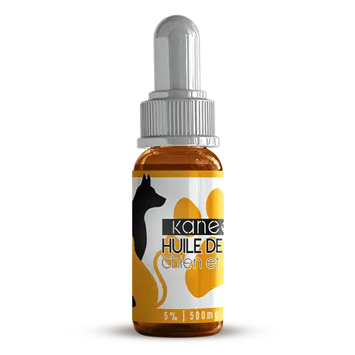Huile de CBD pour chien et chat flacon fond transparent